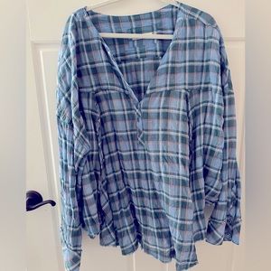 Free people - We the Free- Plaid flowy top- worn once - XL